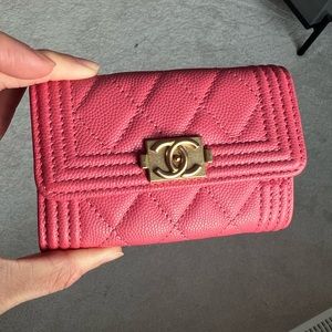 CC Mini Wallet in Bubblegum Pink, Caviar